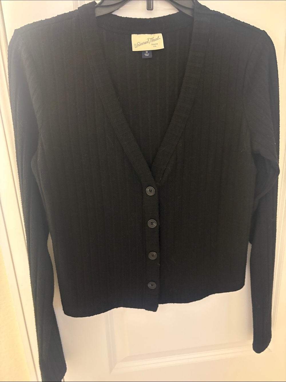 Target Black Ribbed V-Neck Button Cardigan